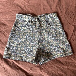 Vintage Floral Denim High Waisted Shorts Size 27